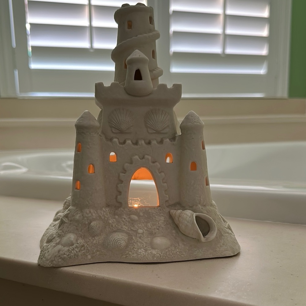 White Sandcastle Tealight Holder